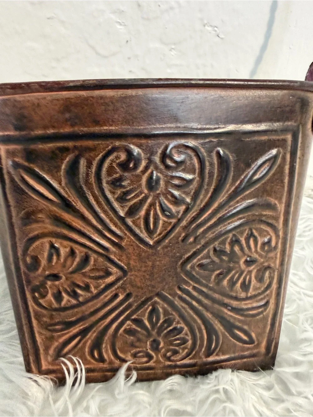 Hosley Cooper Wall Pocket Planter Patina MCM Boho Cottage Core Rustic
